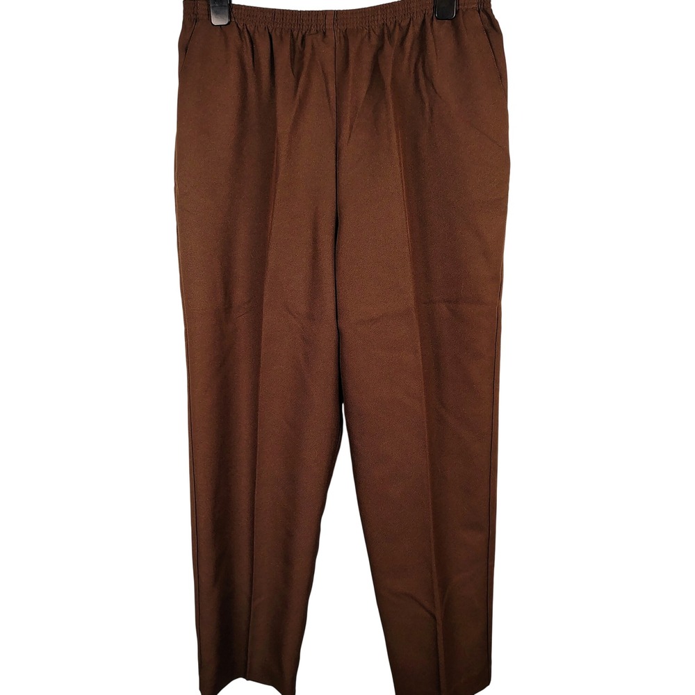 Alfred Dunner Womens SZ 18 Elastic Waist Straight Leg Pants Brown Grandmacore